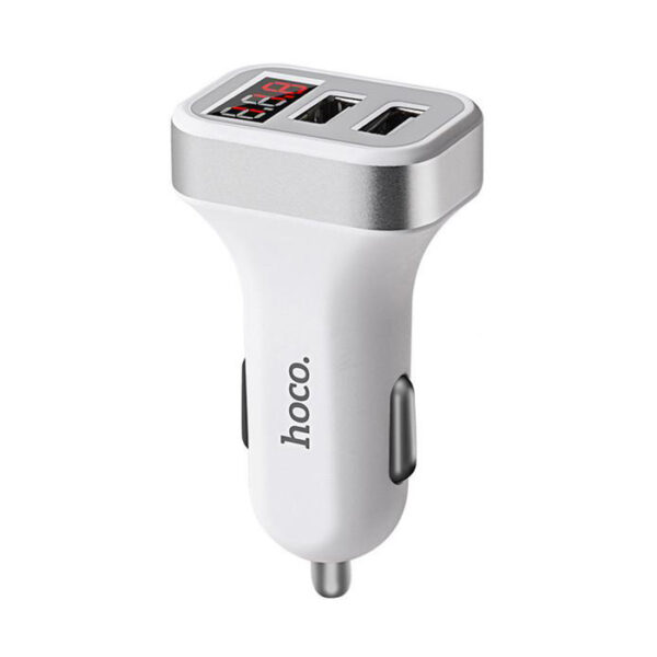 Prémium minőségű HOCO Z3 autós töltő 2xUSB 3,1A LCD kijelzős fehér - Image 3