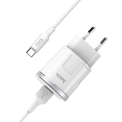 Premium minosegu HOCO halozati tolto C37A 1xUSB 24A 12W plusz USB Type C kabel 1