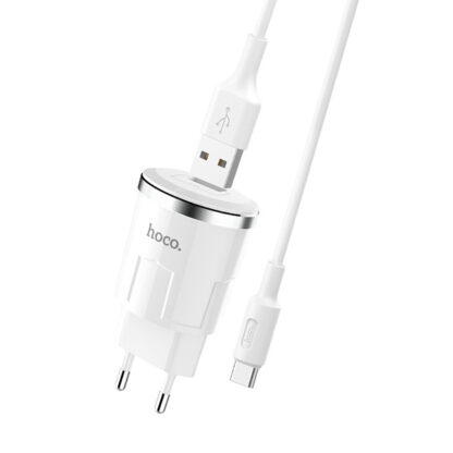 Prémium minőségű HOCO hálózati töltő C37A 1xUSB 2,4A 12W plusz USB Type C kábel - Image 5