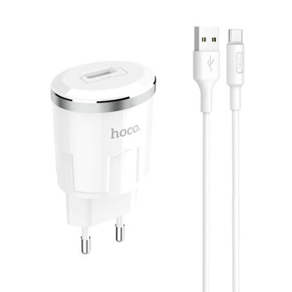 Premium minosegu HOCO halozati tolto C37A 1xUSB 24A 12W plusz USB Type C kabel 5