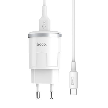 Premium minosegu HOCO halozati tolto C37A 1xUSB 24A 12W plusz USB Type C kabel 9
