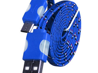 USB kábel - Fonott ledes világítás micro USB 1 méteres kék
