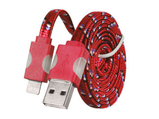 USB kábel – Fonott ledes világítás iPhone 5 6 7 8 X Lightning 1 méteres piros