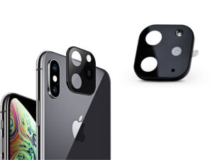 Hátsó kameravédő borító + lencsevédő edzett üveg/átalakító - Apple iPhone X/XS/XS Max készülékről Apple iPhone 11 Pro-ra - fekete