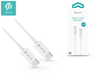 USB Type-C - USB Type-C adat- és töltőkábel 1 m-es vezetékkel - Devia Smart PD Cable for Type-C - 3A - white