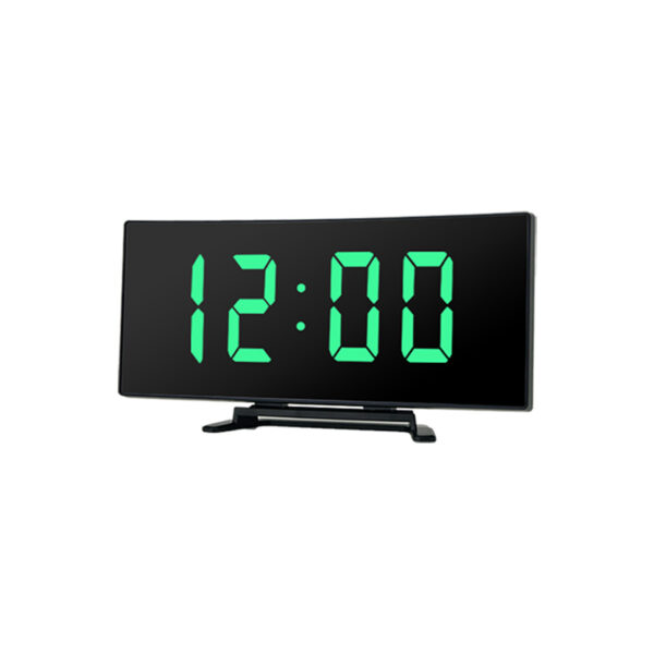 Hajlított tükrös LED ébresztőóra hőmérővel, zöld számokkal - Image 3