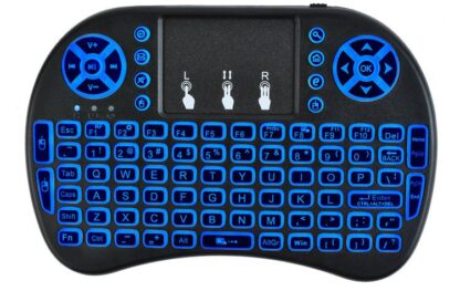 Mini QWERTY Bluetooth billentyuzet 2.4GHz 10 meter 3 fele hatter villagitassal Tv hez mobiltelfonhoz tablethez kek