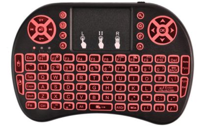Mini QWERTY Bluetooth billentyuzet 2.4GHz 10 meter 3 fele hatter villagitassal Tv hez mobiltelfonhoz tablethez piros