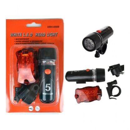 Kerékpár lámpa készlet (első-hátsó) vízálló 5 LED-es fekete SPARTAN XRH-0509 - Image 5