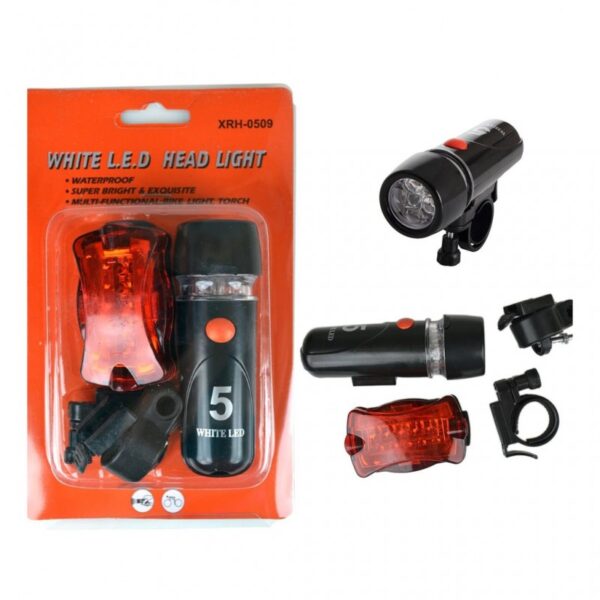 Kerékpár lámpa készlet (első-hátsó) vízálló 5 LED-es fekete SPARTAN XRH-0509 - Image 5