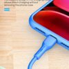Szilikon Lightning kábel QC gyorstöltő funkcióval és gyors adatátviteli sebesség kék - Image 4