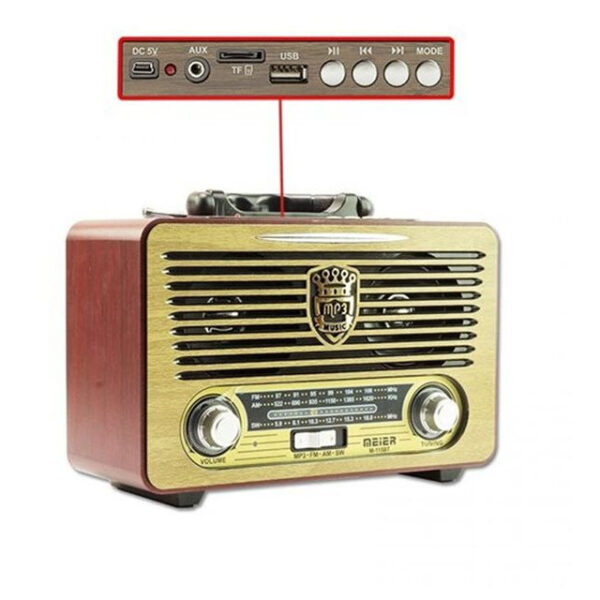 Retro rádió 4in1Bluetooth Hordozható hangszóró, kihangosító, kártyaolvasóval, USB, AUX, FM rádió, Meier M-115BT - Image 3