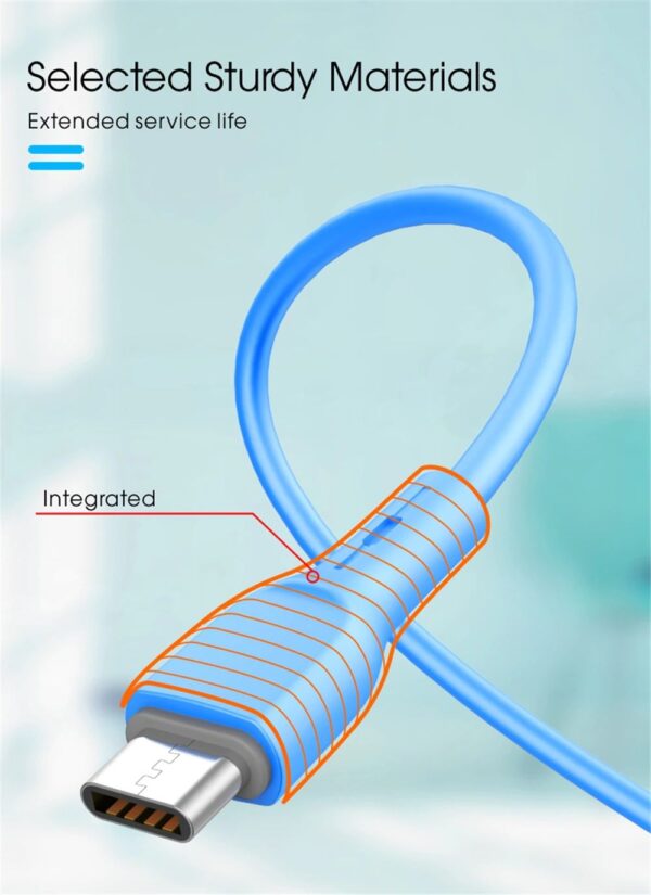USB kábel-Szilikon USB Type C kábel-QC 3.0 1m kék - Image 6