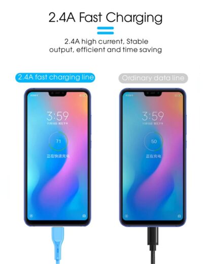 USB kábel-Szilikon USB Type C kábel-QC 3.0 1m kék - Image 3