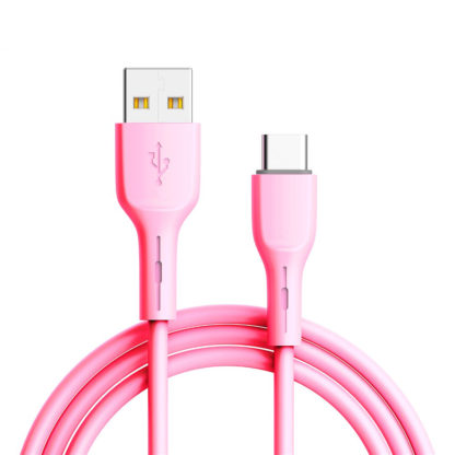 USB kábel - szilikon Lightning QC 3.0 1m rózsaszín5