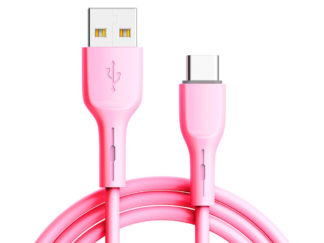 USB kábel-Szilikon USB Type C kábel-QC 3.0 1m rózsaszín