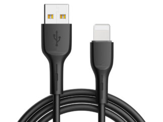 USB kábel - szilikon Lightning QC 3.0 1m fekete