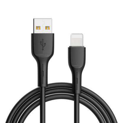 USB kábel - szilikon Lightning QC 3.0 1m fekete