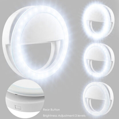 Univerzális szelfi LED gyűrűs fény - mobiltelefonhoz Ring Light RK-12 fehér - Image 3