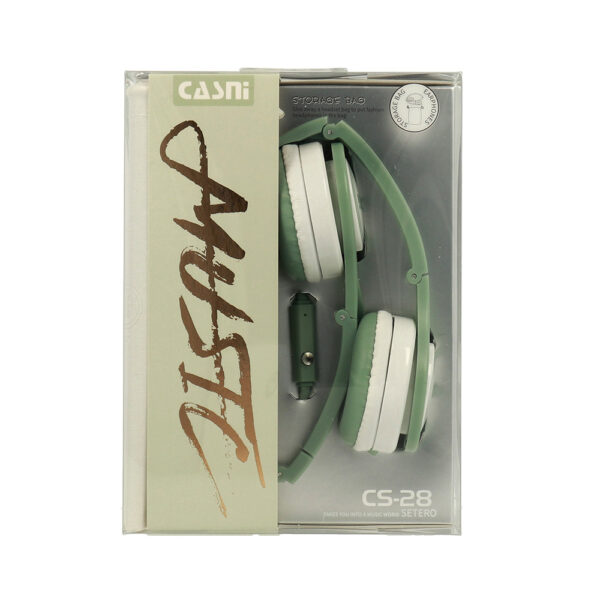 Vezetékes fejhallgató-3,5 mm jack CASNI CS-28 zöld