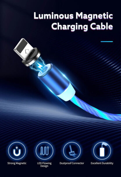 Vilagito Lightning Iphone kabel magneses leveheto dugoval 1m piros5