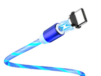 Világító USB-C kábel - mágneses levehető dugóval - 1m kék