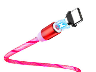 Világító USB-C kábel - mágneses levehető dugóval - 1m piros