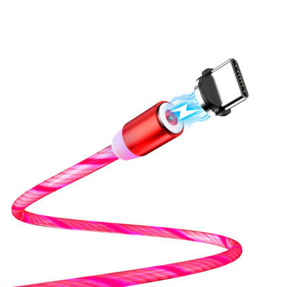 Világító USB-C kábel - mágneses levehető dugóval - 1m piros