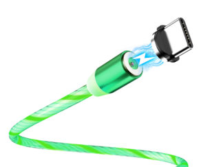 Világító USB-C kábel - mágneses levehető dugóval - 1m zöld