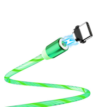 Világító USB-C kábel - mágneses levehető dugóval - 1m zöld