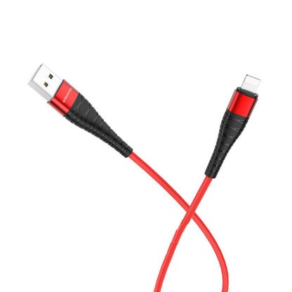 Lightning szövetborítású adat és töltő kábel piros Borofone X32 1m, 5A