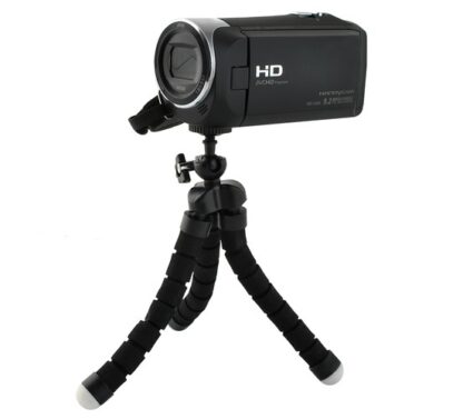 Tripod, hajlítható lábú, szelfi és asztali miniállvány, fekete, telefon adapterrel - Image 6