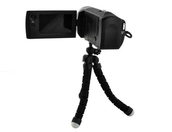 Tripod, hajlítható lábú, szelfi és asztali miniállvány, fekete, telefon adapterrel - Image 8