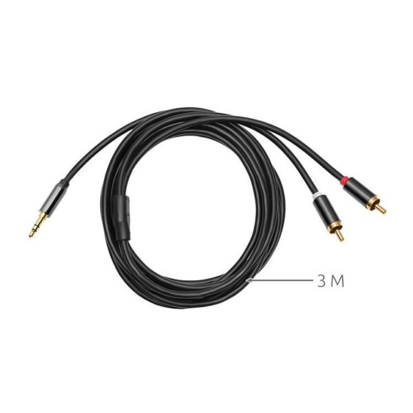 Jack (3,5mm) RCA átalakító kábel, 3m hosszú, arany borítás - Image 4