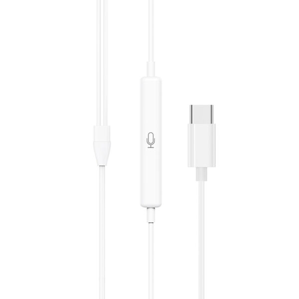 Fülhallgató Type C csatlakozóval és mikrofonnal fehér Borofone BM60 (DAC chip) - Image 2