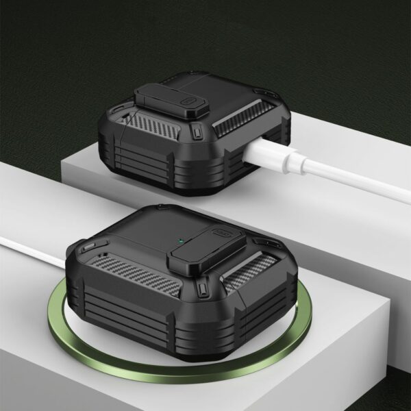 Apple AirPods PRO 1-2 , X-CARBO BLACK védőtok, ütésálló, fekete - Image 5