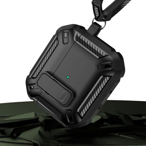 Apple AirPods PRO 1-2 , X-CARBO BLACK védőtok, ütésálló, fekete - Image 4
