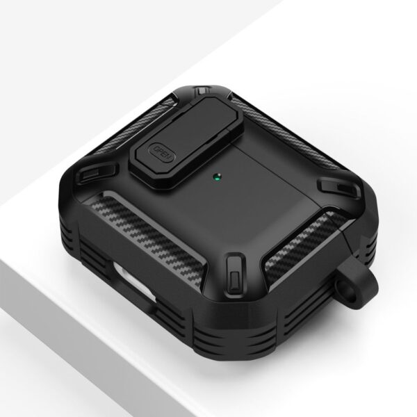 Apple AirPods PRO 1-2 , X-CARBO BLACK védőtok, ütésálló, fekete - Image 3