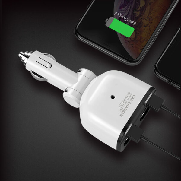 Autós szívargyújtó elosztó 2-as plusz 2 db USB, 12/24V, 3,1A