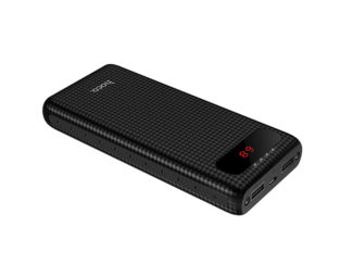 HOCO B20A hordozható vésztöltő 2 x USB aljzat (belső 20000 mAh akku, 5V / 2100mA, LED kijelző), Fekete Power Bank
