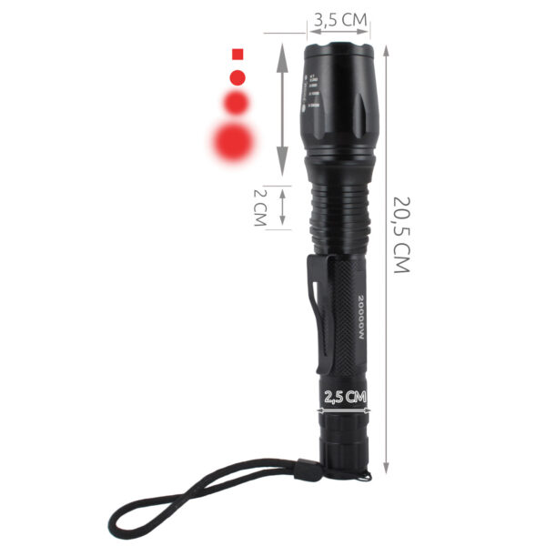 Palmonix Zoom katonai elemlámpa, 3 világítási mód, LED Cree, 2000W, XML-T6 - Image 5