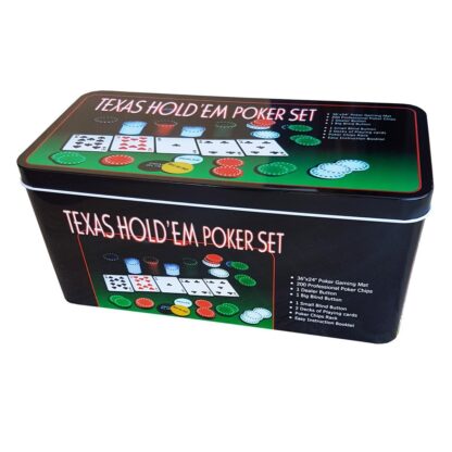 Póker szett fémdobozban, 200 zseton, kártyák, kiegészítők - Image 2
