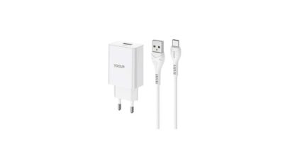 Hálozati töltő adapter, gyorstöltő 2.1A + Type C kábel 1m