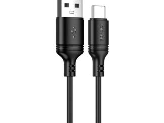 Type-C USB adat és töltőkábel, 1m hosszú, 3A, fekete strapabíró szilikon