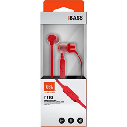 JBL T110 fülhallgató, Mikrofonnal, Piros