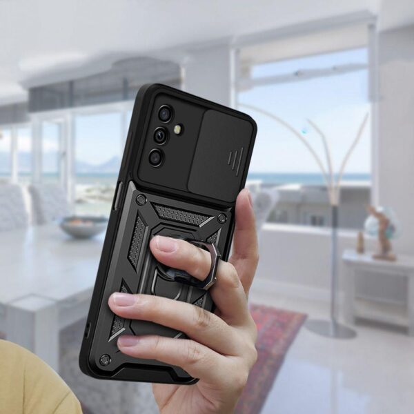 Samsung Galaxy A13 5G fekete szilikon tok, kitámasztó ujjgyűrűvel, csúsztatható kameravédővel- Tech-Protect Camshield - - Image 6