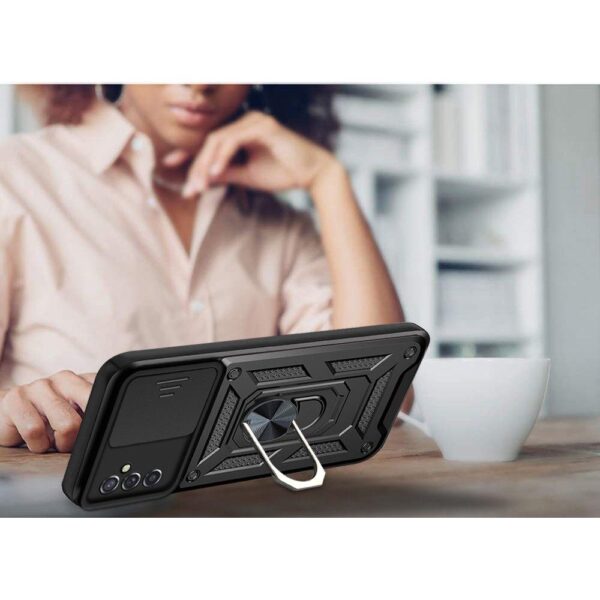 Samsung Galaxy A13 5G fekete szilikon tok, kitámasztó ujjgyűrűvel, csúsztatható kameravédővel- Tech-Protect Camshield - - Image 2
