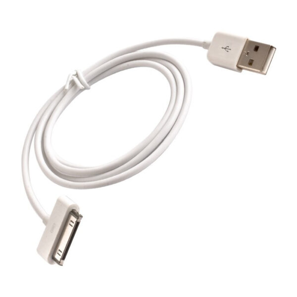 iPhone adatkábel, töltőkábel, iPhone 30pin, 4S 4G 4GS kompatibilis, fehér, 1m