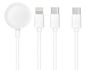 Apple Watch töltőkábel, mágneses, iPhone 8pin + Type-C + Apple Watch - Type-C, 3in1, fehér