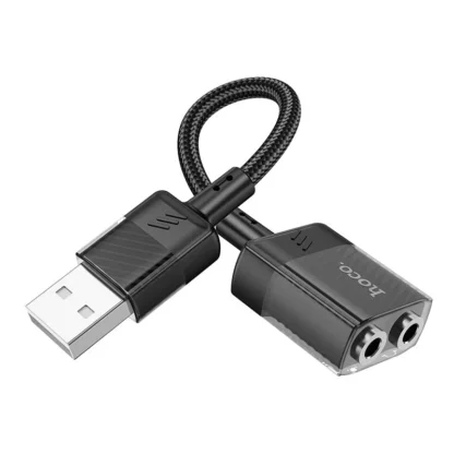 HOCO adapter AUX USB to 2x Jack 3,5mm (female) Spirit LS37 fekete-2